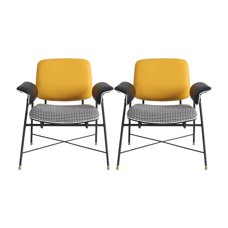 Mid-century Modern Accent Armchair Fixed Back Armchair for Living Room Yellow Cotton and Linen 2 Piece Set Clearhalo 'Accent Chairs' 'accent_chairs' 'Chairs & Seating' 'furn' 'furn_accent_chairs' 'Furniture' 'Living Room Furniture' 6535836