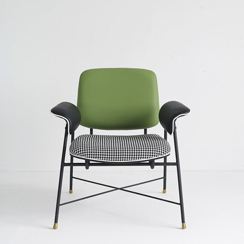 Mid-century Modern Accent Armchair Fixed Back Armchair for Living Room Green Cotton and Linen 1 Piece Clearhalo 'Accent Chairs' 'accent_chairs' 'Chairs & Seating' 'furn' 'furn_accent_chairs' 'Furniture' 'Living Room Furniture' 6535838