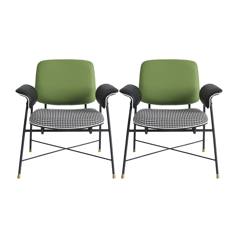 Mid-century Modern Accent Armchair Fixed Back Armchair for Living Room Green Cotton and Linen 2 Piece Set Clearhalo 'Accent Chairs' 'accent_chairs' 'Chairs & Seating' 'furn' 'furn_accent_chairs' 'Furniture' 'Living Room Furniture' 6535840