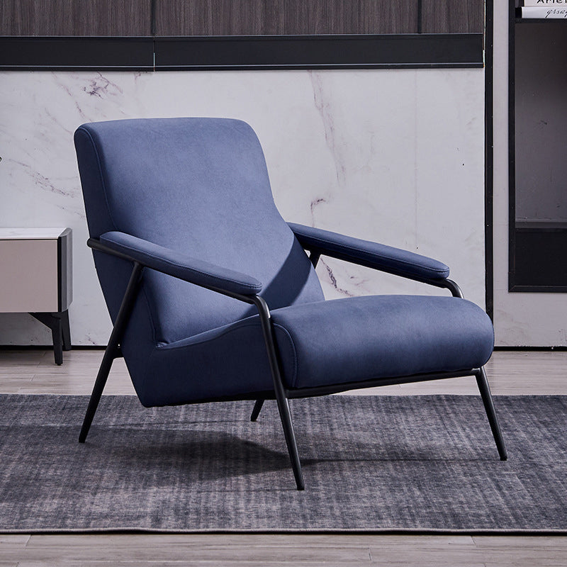 Mid-century Modern Bedroom Accent Armchair Solid Color Arm Chair Blue Tech Cloth 1 Piece Clearhalo 'Accent Chairs' 'accent_chairs' 'Chairs & Seating' 'furn' 'furn_accent_chairs' 'Furniture' 'Living Room Furniture' 6535848