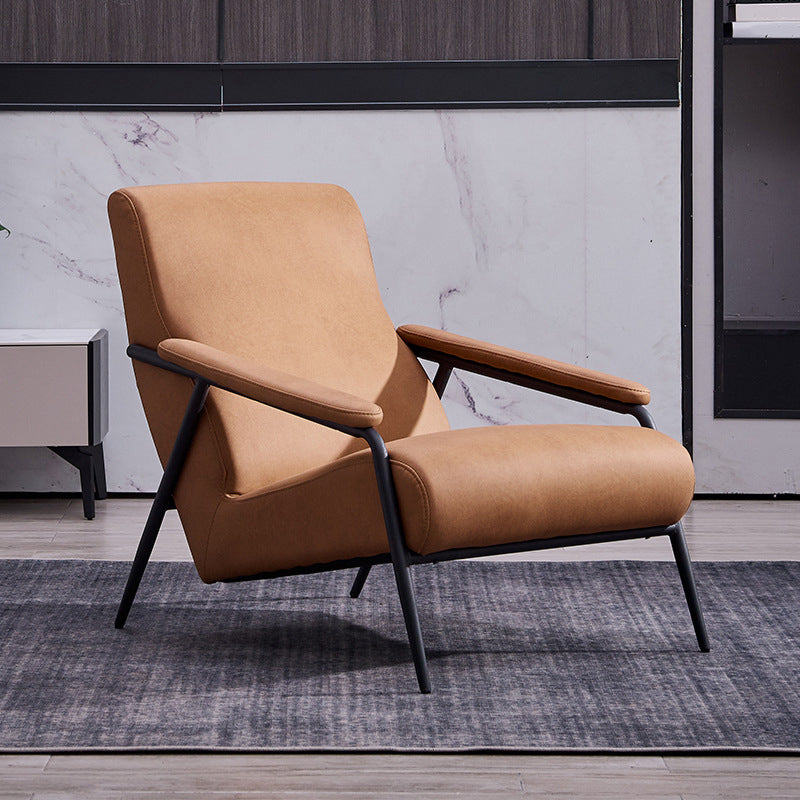 Mid-century Modern Bedroom Accent Armchair Solid Color Arm Chair Yellow Tech Cloth 1 Piece Clearhalo 'Accent Chairs' 'accent_chairs' 'Chairs & Seating' 'furn' 'furn_accent_chairs' 'Furniture' 'Living Room Furniture' 6535849