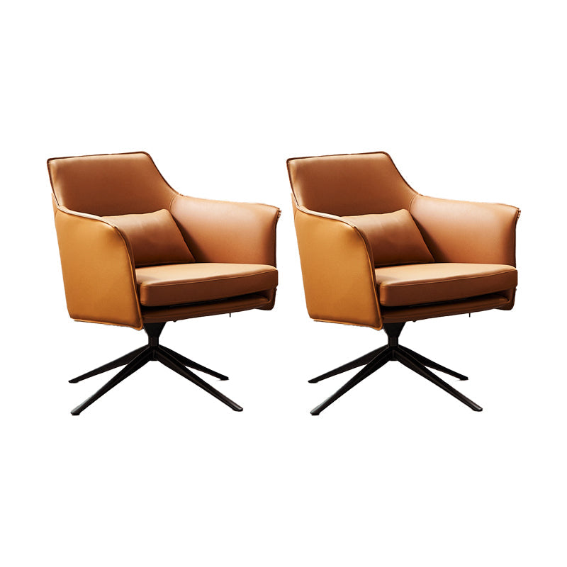 Modern Barrel Accent Chair Spider Solid Color Barrel Chair for Living Room Orange Microfiber Leather 2 Piece Set Clearhalo 'Accent Chairs' 'accent_chairs' 'Chairs & Seating' 'furn' 'furn_accent_chairs' 'Furniture' 'Living Room Furniture' 6535942