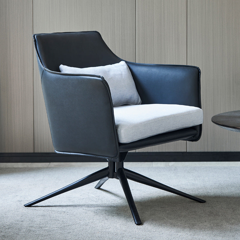 Modern Barrel Accent Chair Spider Solid Color Barrel Chair for Living Room Blue Cotton and Linen 1 Piece Clearhalo 'Accent Chairs' 'accent_chairs' 'Chairs & Seating' 'furn' 'furn_accent_chairs' 'Furniture' 'Living Room Furniture' 6535944