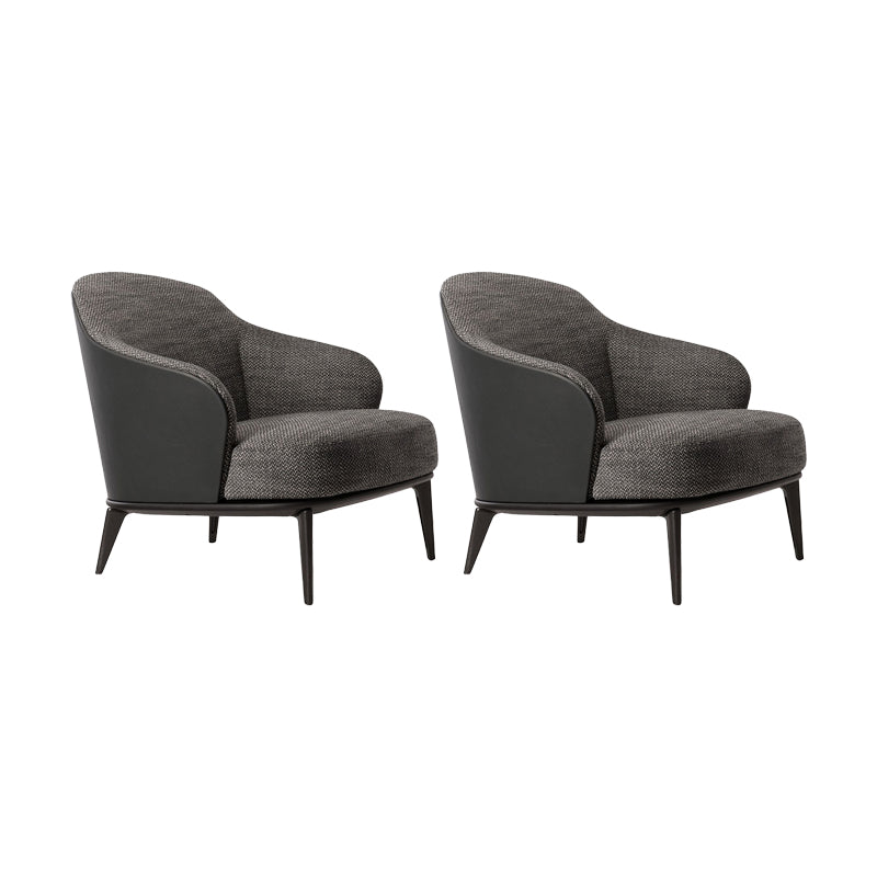 Mid-century Modern Accent Chair Solid Color Fixed Back Armchair Grey Cotton and Linen 2 Piece Set Clearhalo 'Accent Chairs' 'accent_chairs' 'Chairs & Seating' 'furn' 'furn_accent_chairs' 'Furniture' 'Living Room Furniture' 6535974