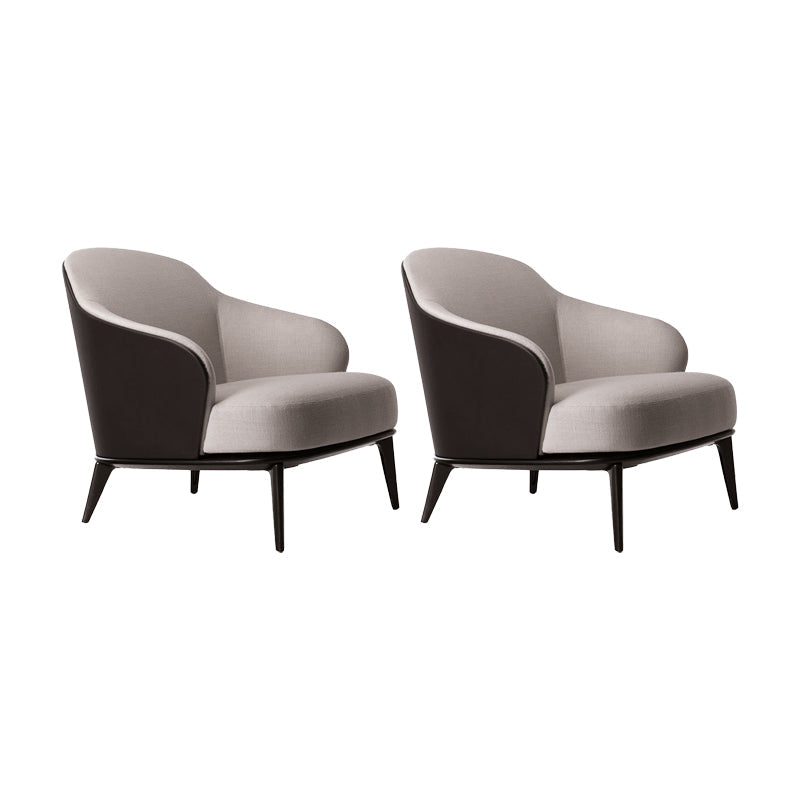 Mid-century Modern Accent Chair Solid Color Fixed Back Armchair Off-White Cotton and Linen 2 Piece Set Clearhalo 'Accent Chairs' 'accent_chairs' 'Chairs & Seating' 'furn' 'furn_accent_chairs' 'Furniture' 'Living Room Furniture' 6535982