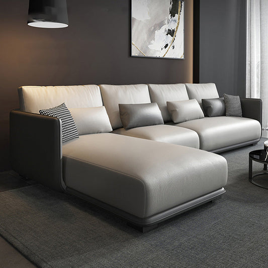 Loose Back Seating Square Arm Mid Century Modern Sofa in Gray