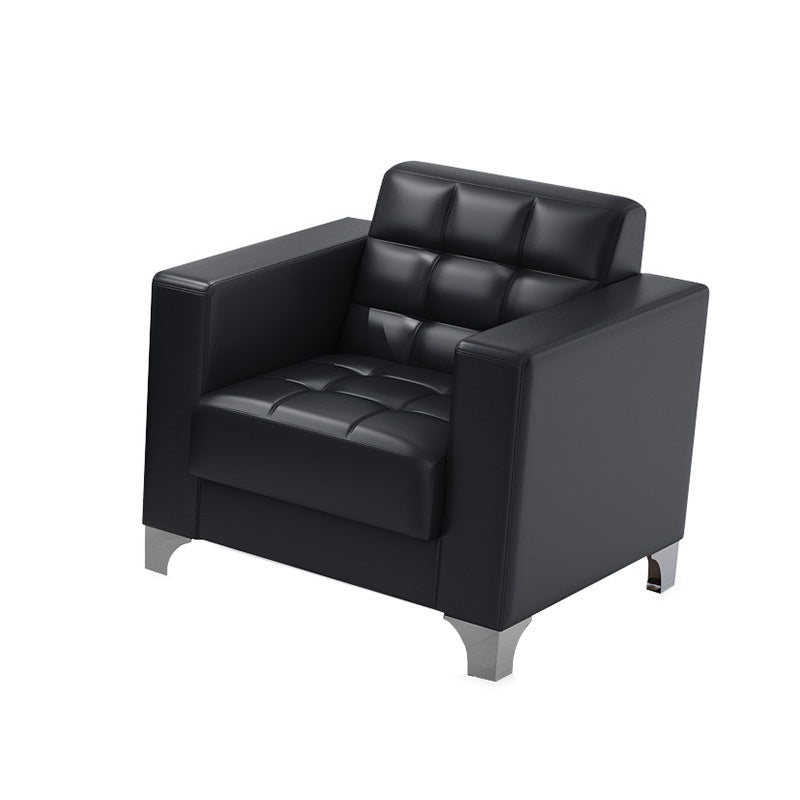 スクエアアームビスケットバックソファ産業1/3シーターフェイクレザーソファ