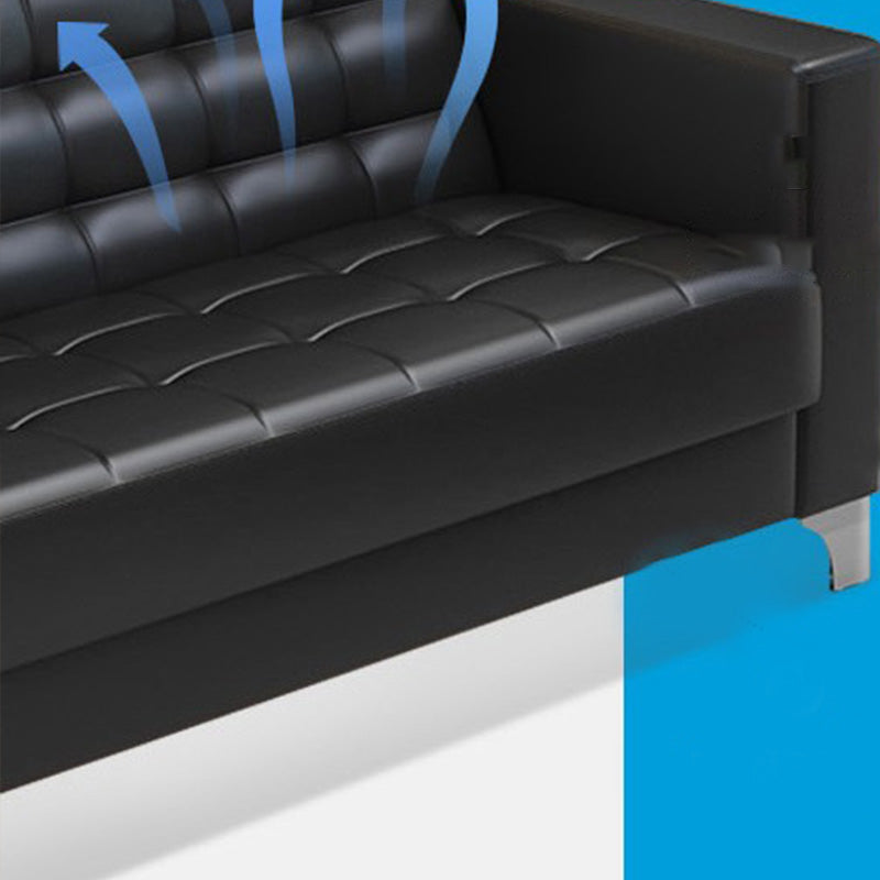 Square Arm Biscuit Back Sofa Industrial 1/3-seater Faux Leather Sofa