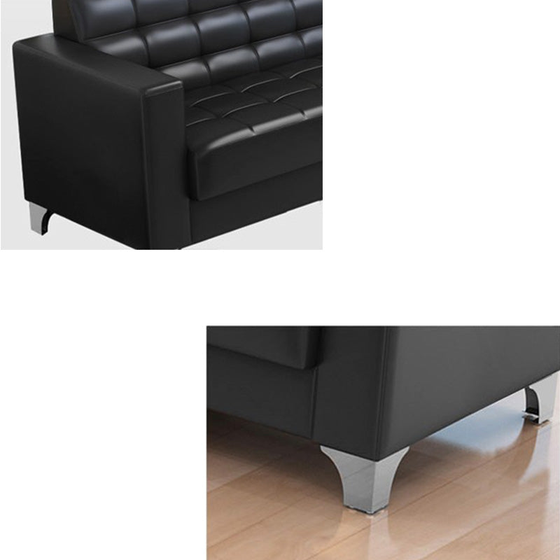 Square Arm Biscuit Back Sofa Industrial 1/3-seater Faux Leather Sofa