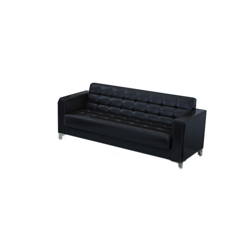 Square Arm Biscuit Back Sofa Industrial 1/3-seater Faux Leather Sofa