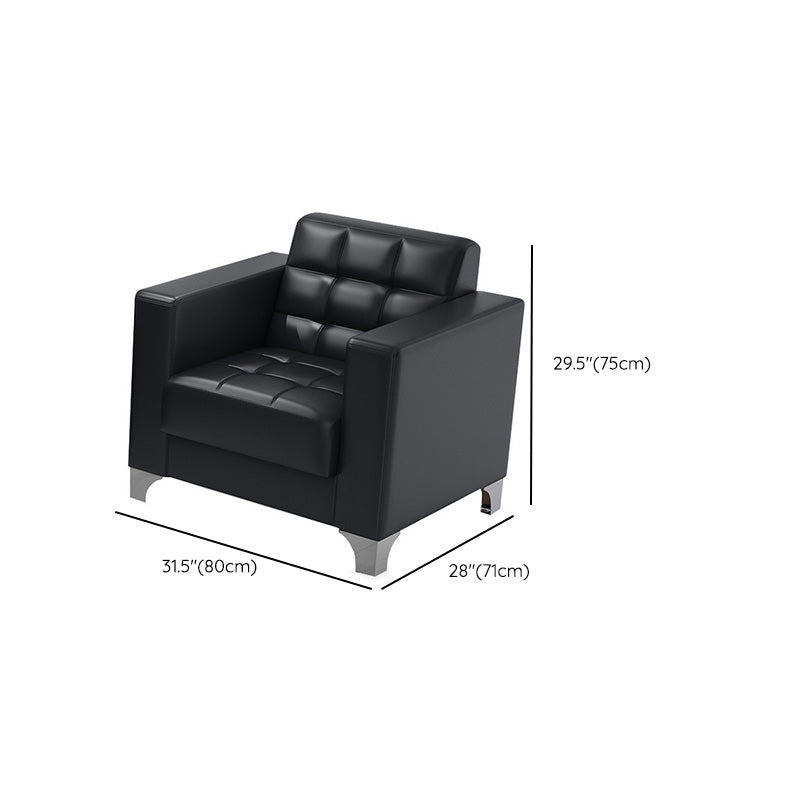 スクエアアームビスケットバックソファ産業1/3シーターフェイクレザーソファ