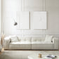 Fabric Scandinavian Sofa Tuxedo Arm Tufted Back Sofa in White