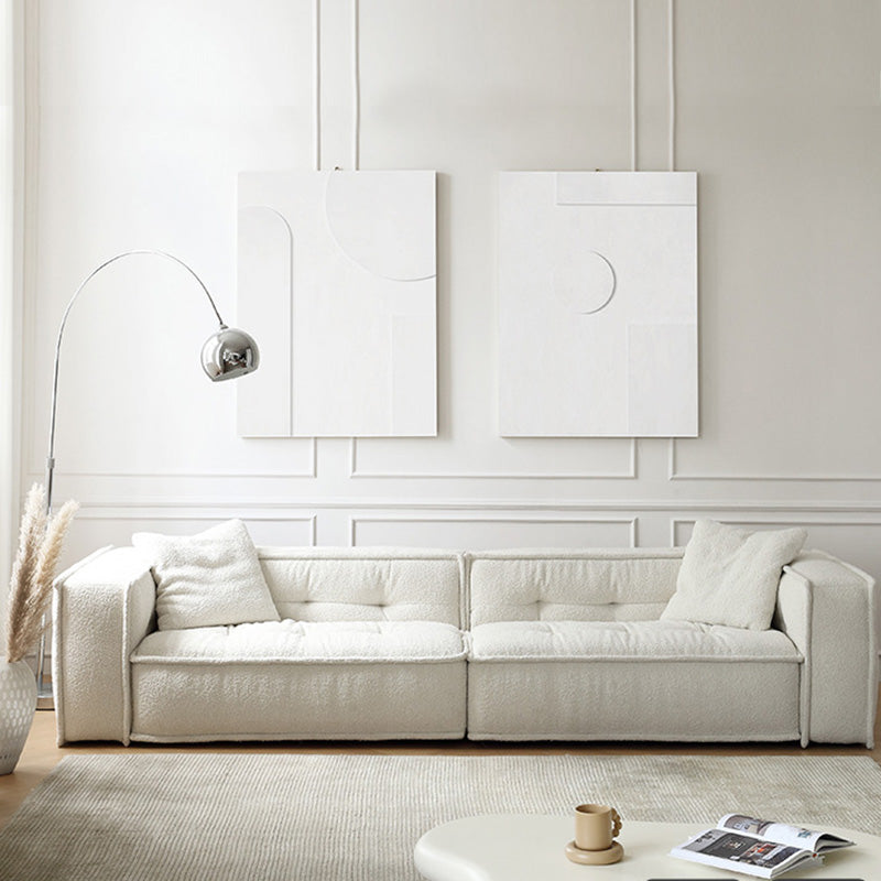 スカンジナビアのソファタキシードアームタフチングバックソファーホワイト