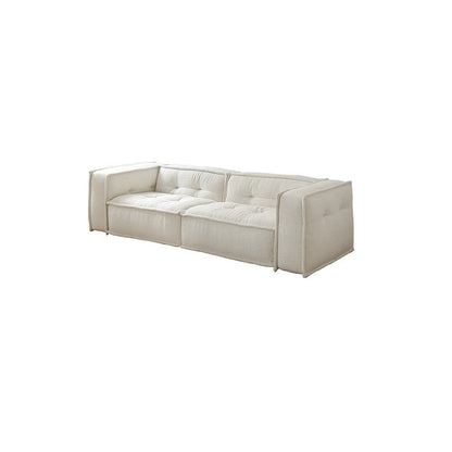 Fabric Scandinavian Sofa Tuxedo Arm Tufted Back Sofa in White