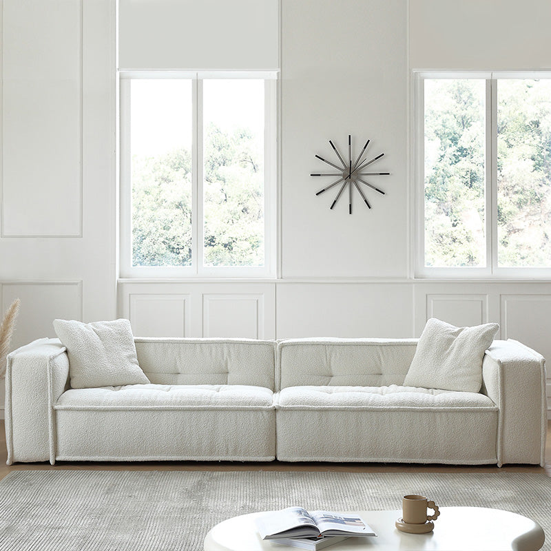 Tissu canapé scandinave Tuxedo bras canapé arrière tufté en blanc