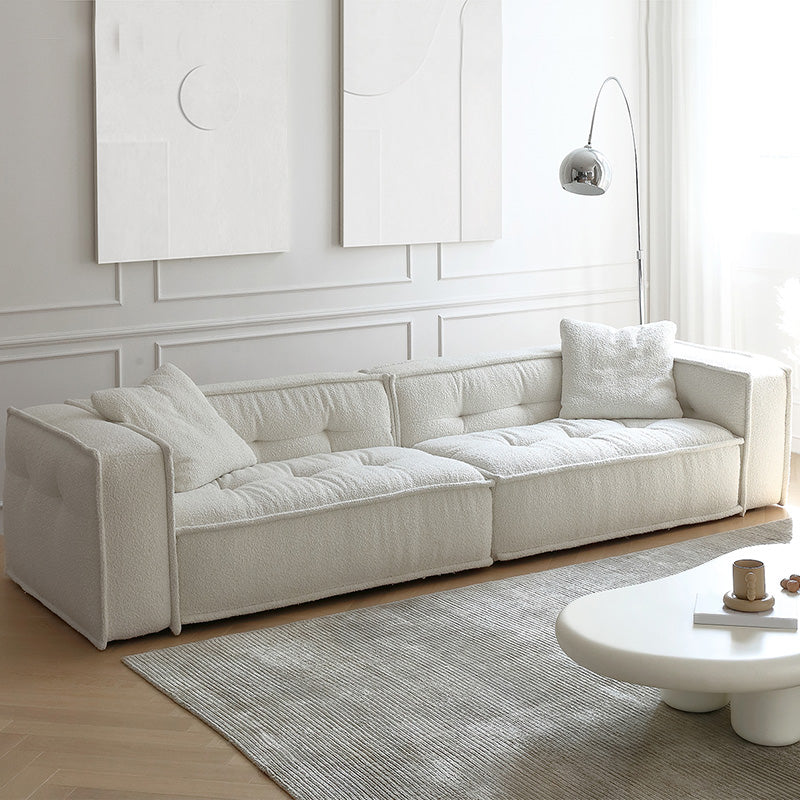 スカンジナビアのソファタキシードアームタフチングバックソファーホワイト