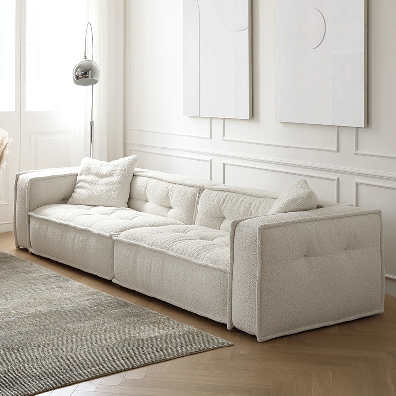 Tissu canapé scandinave Tuxedo bras canapé arrière tufté en blanc