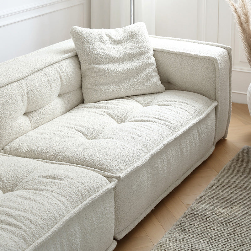 Tissu canapé scandinave Tuxedo bras canapé arrière tufté en blanc