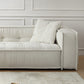 Fabric Scandinavian Sofa Tuxedo Arm Tufted Back Sofa in White
