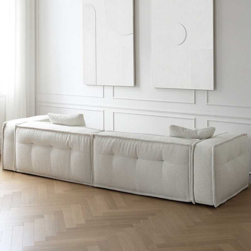 Fabric Scandinavian Sofa Tuxedo Arm Tufted Back Sofa in White