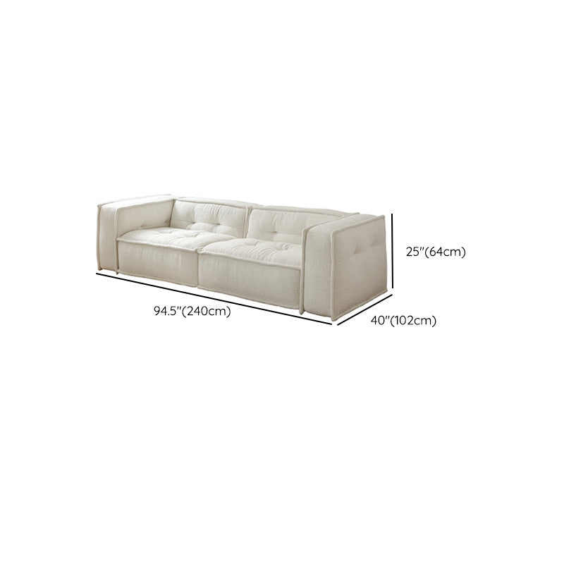 Fabric Scandinavian Sofa Tuxedo Arm Tufted Back Sofa in White