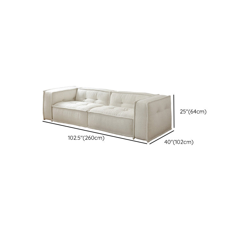Fabric Scandinavian Sofa Tuxedo Arm Tufted Back Sofa in White