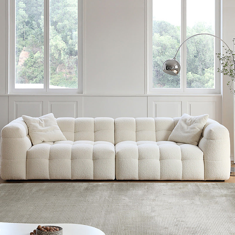 27.55" Tall Tuxedo Arm Sofa Fabric Biscuit Back Sofa in White