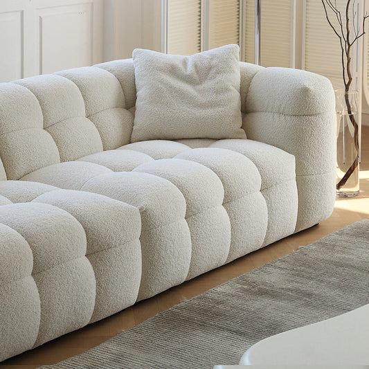 27.55" Tall Tuxedo Arm Sofa Fabric Biscuit Back Sofa in White