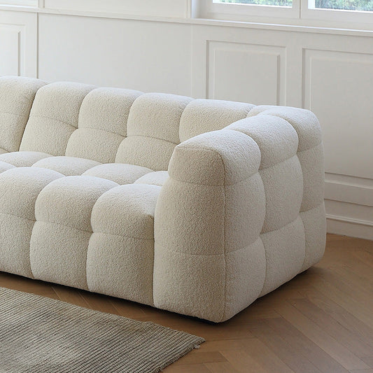 27.55" Tall Tuxedo Arm Sofa Fabric Biscuit Back Sofa in White