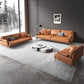 Modern Cushions Seating Pillow Top Arm Sofa in Orange for Apartment