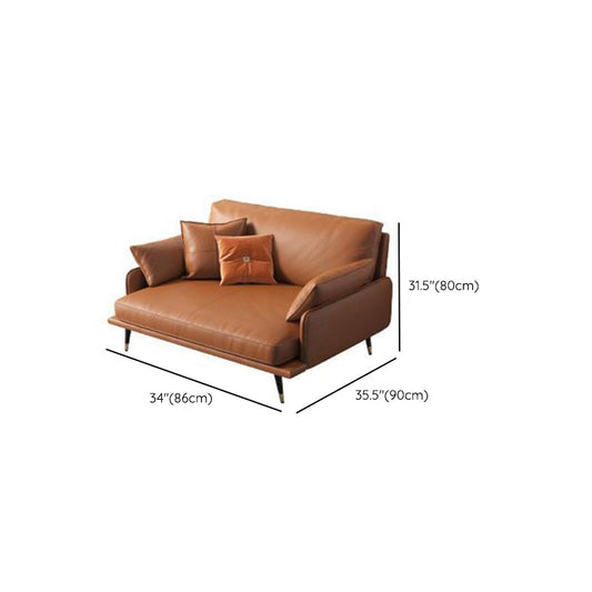 Modern Cushions Seating Pillow Top Arm Sofa in Orange for Apartment
