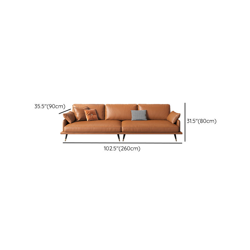 Modern Cushions Seating Pillow Top Arm Sofa in Orange for Apartment
