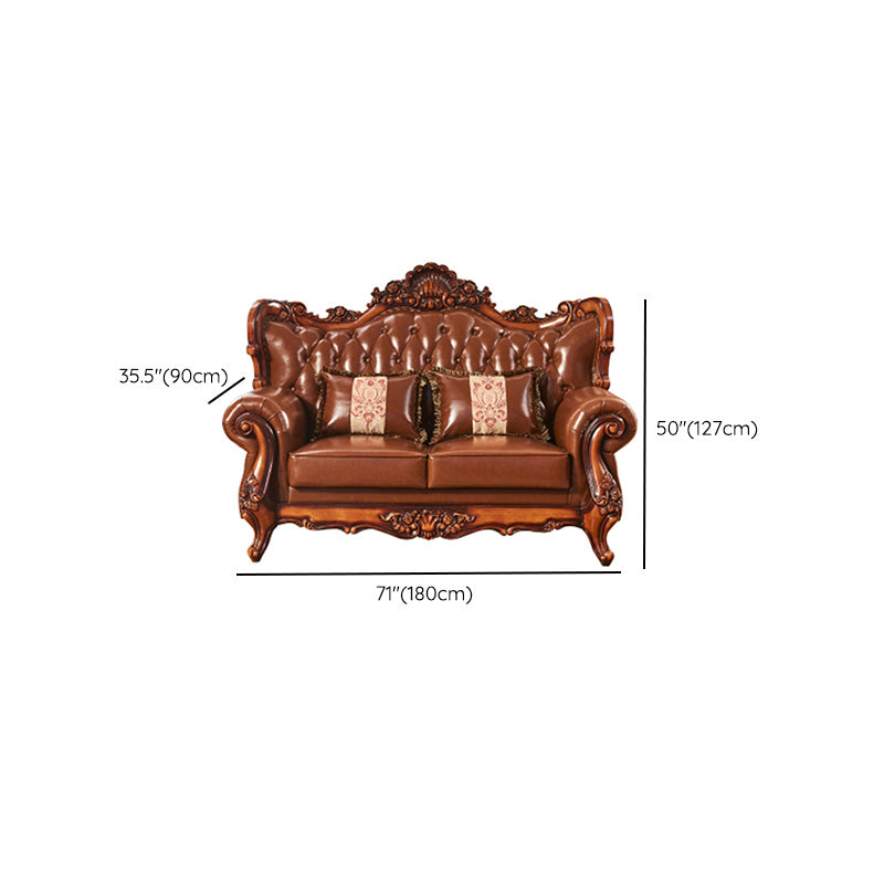 Sofa de bras évasé à dos fractionné tufté classique avec oreillers en marron