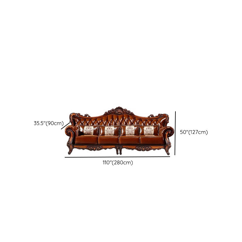 Sofa de bras évasé à dos fractionné tufté classique avec oreillers en marron