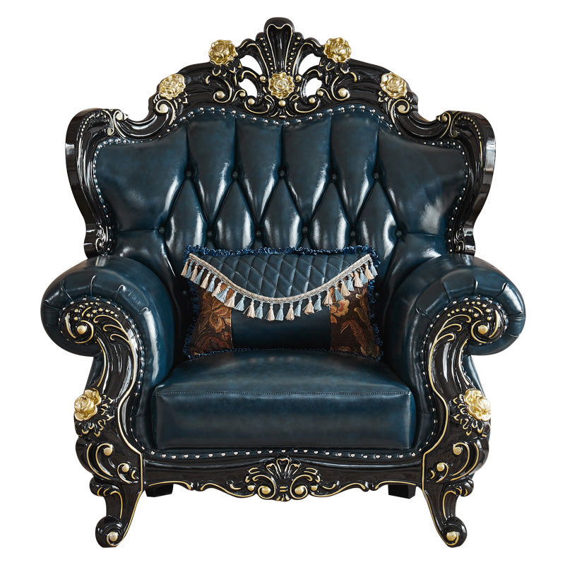 Traditional Leather Sofa Tufted Split-Back Seating Flared Arm 53"L x 37"W x 51"H Clearhalo 'furn' 'furn_sofas' 'Furniture' 'Living Room Furniture' 'Sofa' 'sofas' 6536510