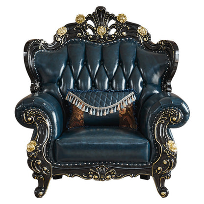 Traditional Leather Sofa Tufted Split-Back Seating Flared Arm 53"L x 37"W x 51"H Clearhalo 'furn' 'furn_sofas' 'Furniture' 'Living Room Furniture' 'Sofa' 'sofas' 6536510