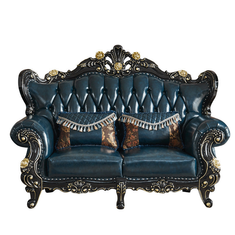 Traditional Leather Sofa Tufted Split-Back Seating Flared Arm 73"L x 37"W x 51"H Clearhalo 'furn' 'furn_sofas' 'Furniture' 'Living Room Furniture' 'Sofa' 'sofas' 6536511