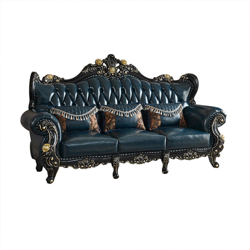 Traditional Leather Sofa Tufted Split-Back Seating Flared Arm Clearhalo 'furn' 'furn_sofas' 'Furniture' 'Living Room Furniture' 'Sofa' 'sofas' 6536516