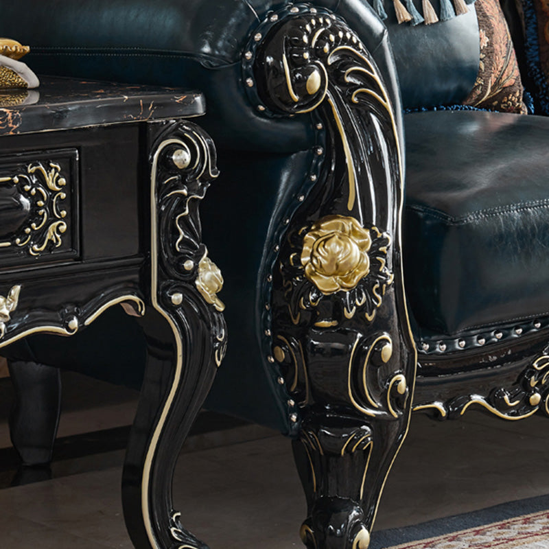 Traditional Leather Sofa Tufted Split-Back Seating Flared Arm Clearhalo 'furn' 'furn_sofas' 'Furniture' 'Living Room Furniture' 'Sofa' 'sofas' 6536518