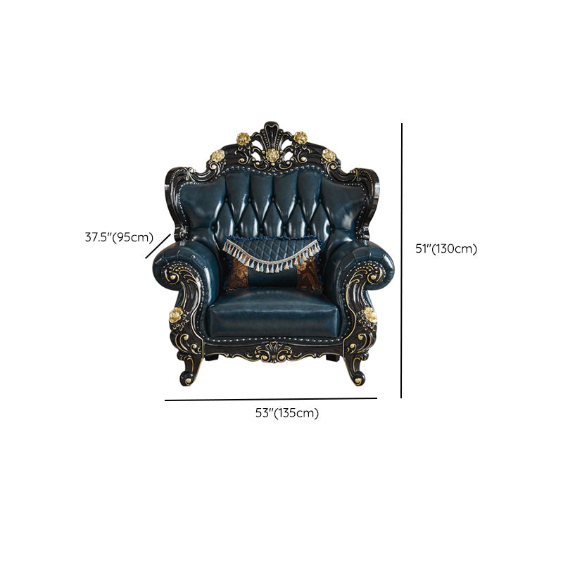 Traditional Leather Sofa Tufted Split-Back Seating Flared Arm Clearhalo 'furn' 'furn_sofas' 'Furniture' 'Living Room Furniture' 'Sofa' 'sofas' 6536522