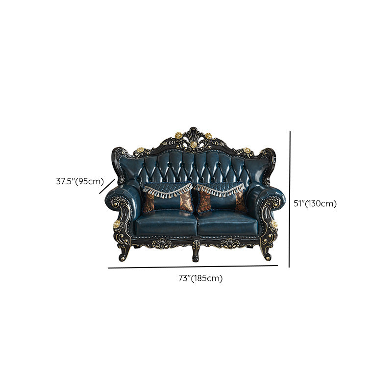 Traditional Leather Sofa Tufted Split-Back Seating Flared Arm Clearhalo 'furn' 'furn_sofas' 'Furniture' 'Living Room Furniture' 'Sofa' 'sofas' 6536523