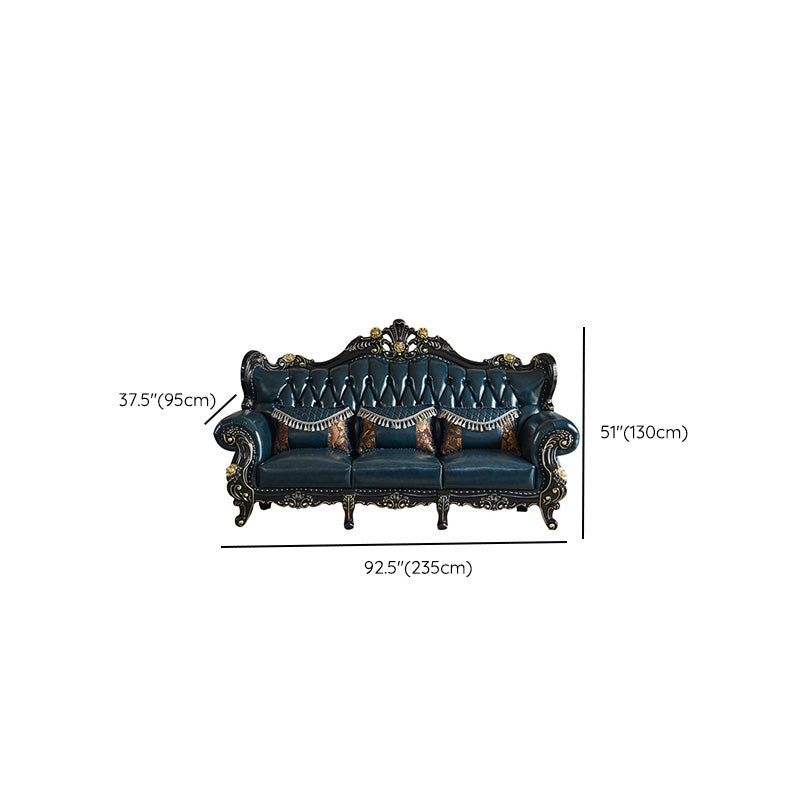 Traditional Leather Sofa Tufted Split-Back Seating Flared Arm Clearhalo 'furn' 'furn_sofas' 'Furniture' 'Living Room Furniture' 'Sofa' 'sofas' 6536524
