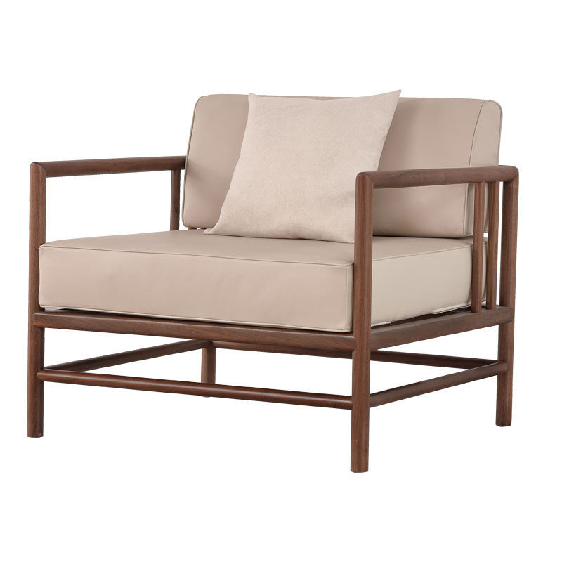 Tropical Loose Back Seating Square Arm Sofa in Brown and Beige