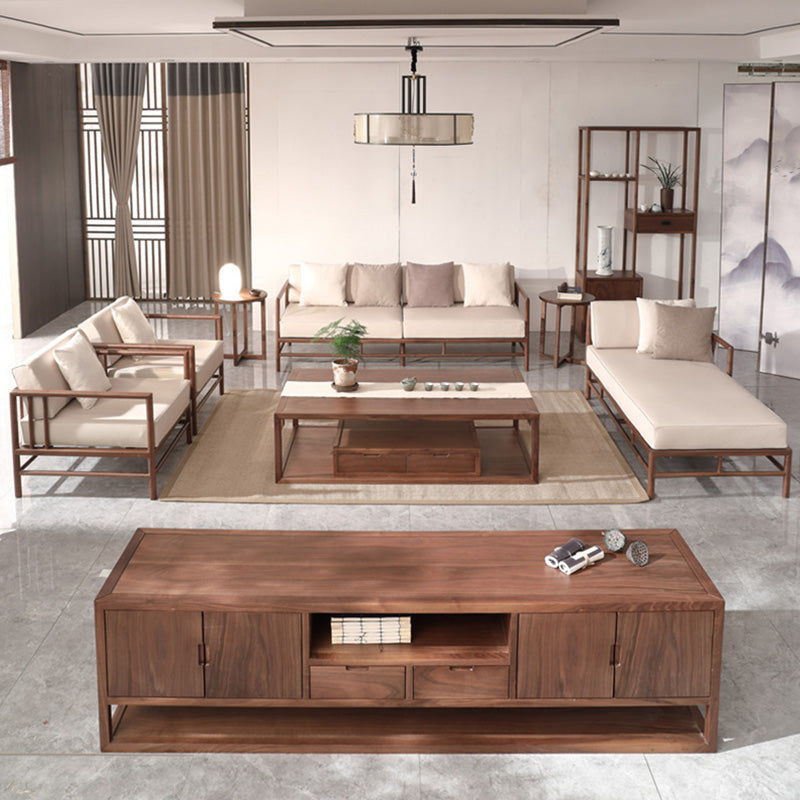 Tropical Loose Back Seating Square Arm Sofa in Brown and Beige