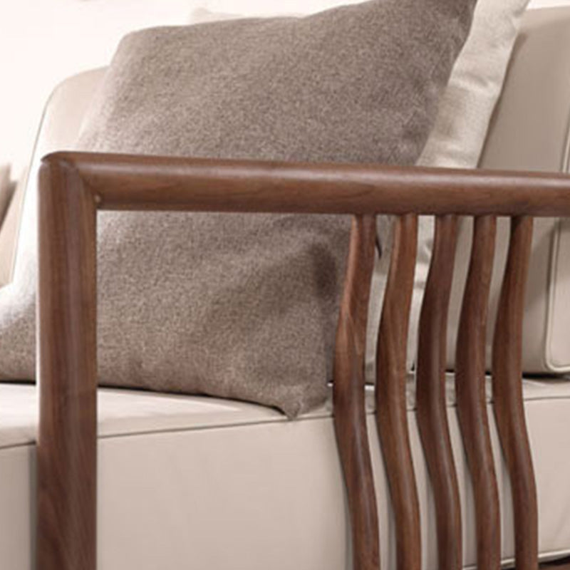 Tropical Loose Back Seating Square Arm Sofa in Brown and Beige
