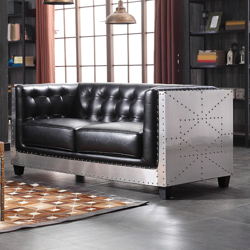 Industriële Biscuit Rond zitplaatsen Tuxedo Arm -bank in het zwart voor appartement