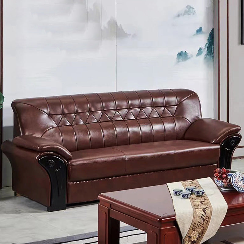 Industrial Biscuit Back Seating Flared Arm Sofa in Dark Brown Clearhalo 'furn' 'furn_sofas' 'Furniture' 'Living Room Furniture' 'Sofa' 'sofas' 6536554