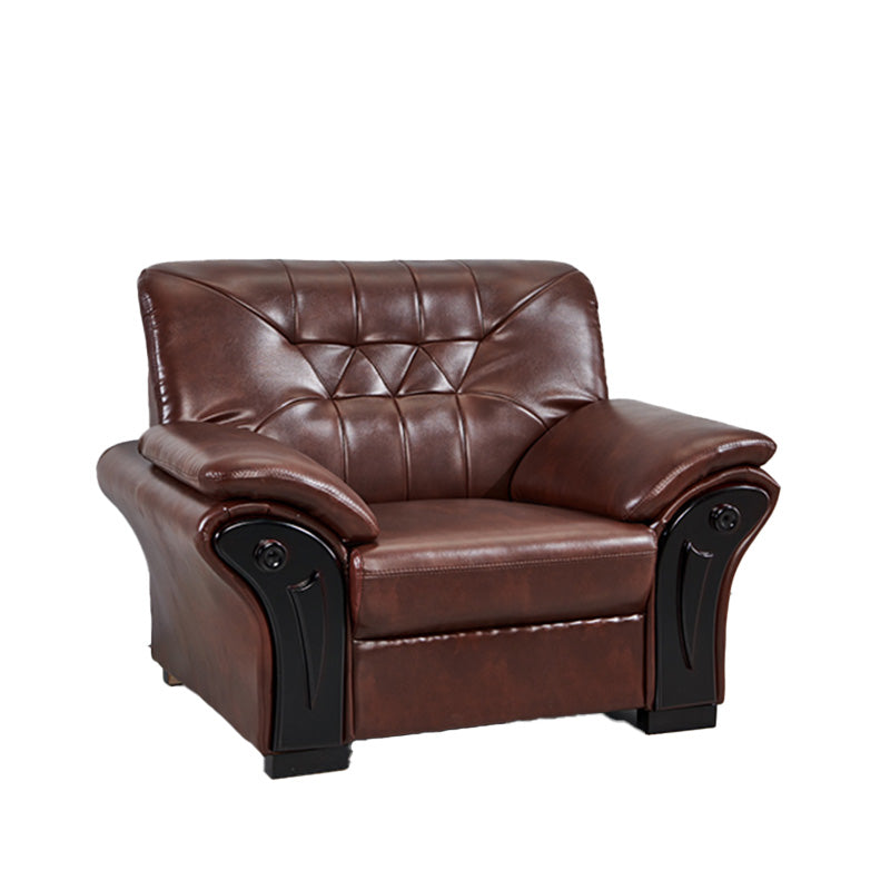 Industrial Biscuit Back Seating Flared Arm Sofa in Dark Brown 47"L x 33.5"W x 35.5"H Clearhalo 'furn' 'furn_sofas' 'Furniture' 'Living Room Furniture' 'Sofa' 'sofas' 6536555