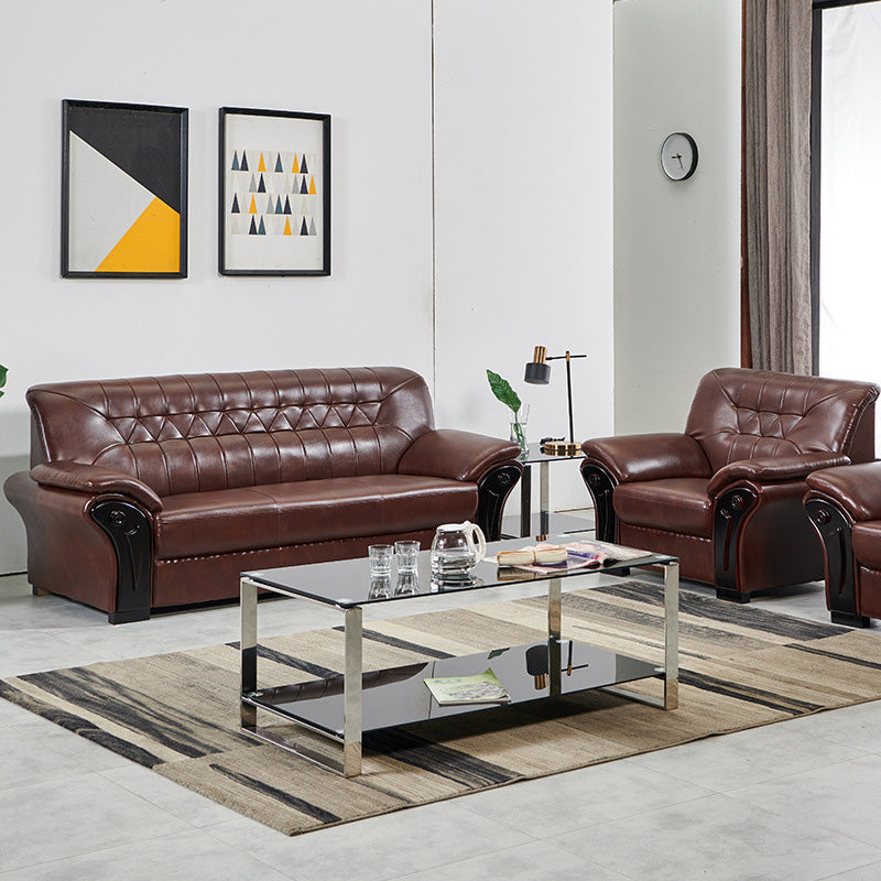 Industrial Biscuit Back Seating Flared Arm Sofa in Dark Brown Clearhalo 'furn' 'furn_sofas' 'Furniture' 'Living Room Furniture' 'Sofa' 'sofas' 6536557