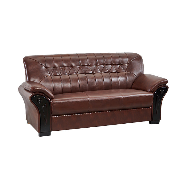 Industrial Biscuit Back Seating Flared Arm Sofa in Dark Brown 64"L x 33"W x 35"H Clearhalo 'furn' 'furn_sofas' 'Furniture' 'Living Room Furniture' 'Sofa' 'sofas' 6536558